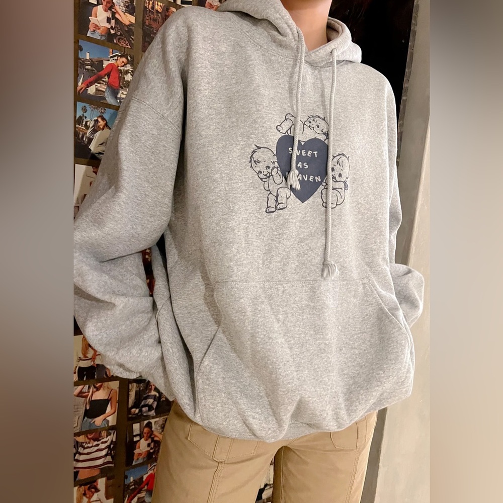 Brandy melville gray oversized Christy sweet as heaven hoodie - Picture 1 of 3